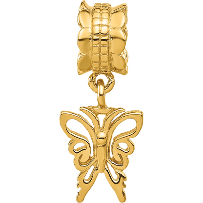 Sterling Silver Reflections Gold-plated Butterfly Dangle Bead