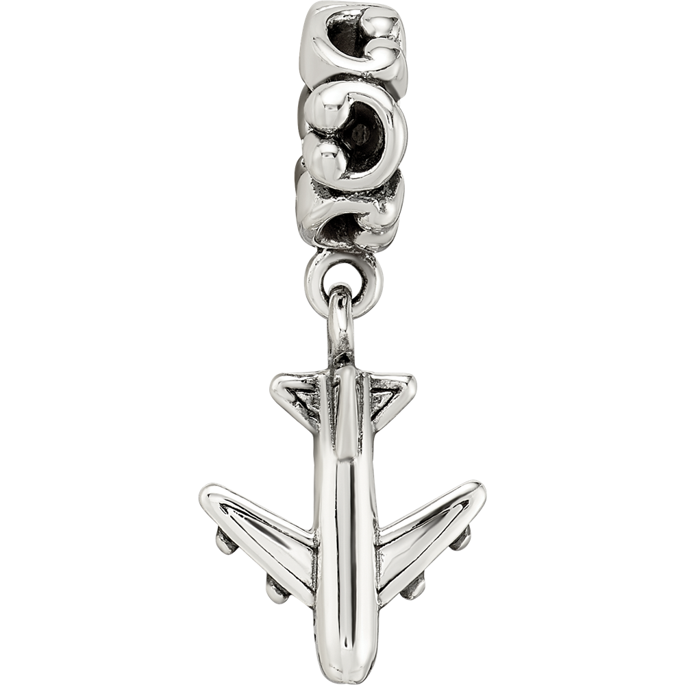 Sterling Silver Reflections Airplane Dangle Bead