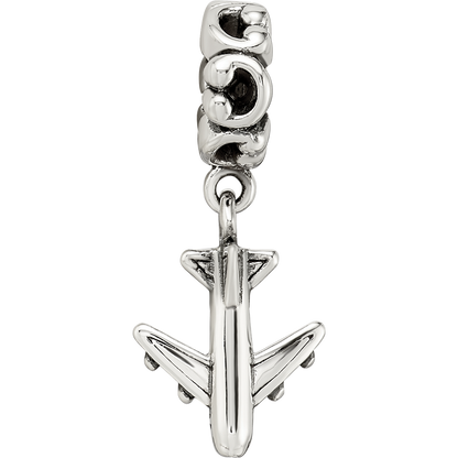 Sterling Silver Reflections Airplane Dangle Bead