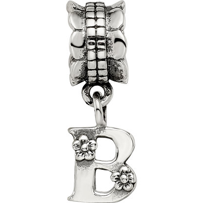 Sterling Silver Reflections Letter B Dangle Bead
