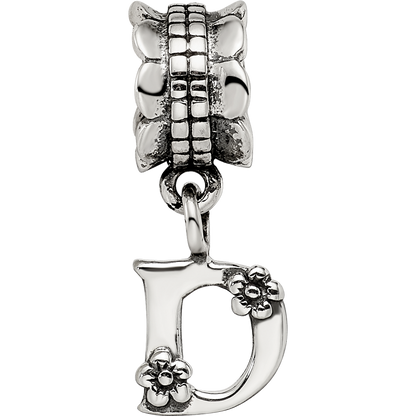Sterling Silver Reflections Letter D Dangle Bead