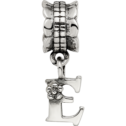 Sterling Silver Reflections Letter E Dangle Bead