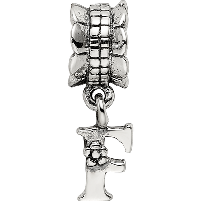 Sterling Silver Reflections Letter F Dangle Bead