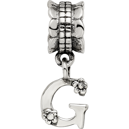 Sterling Silver Reflections Letter G Dangle Bead
