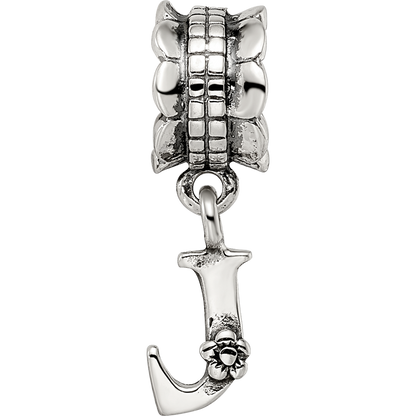 Sterling Silver Reflections Letter J Dangle Bead