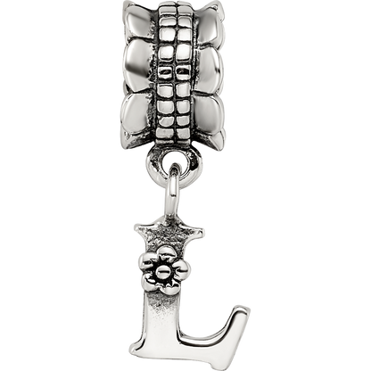 Sterling Silver Reflections Letter L Dangle Bead
