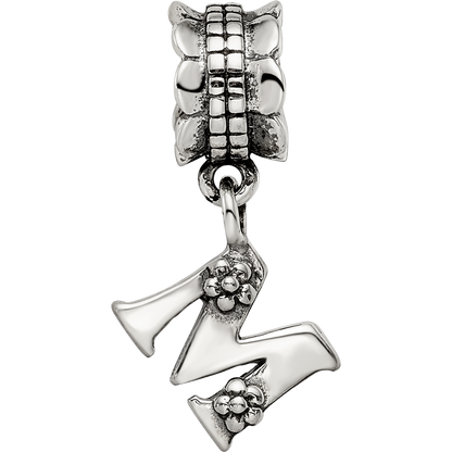 Sterling Silver Reflections Letter M Dangle Bead