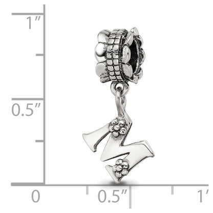 Sterling Silver Reflections Letter M Dangle Bead