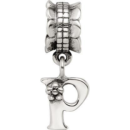 Sterling Silver Reflections Letter P Dangle Bead