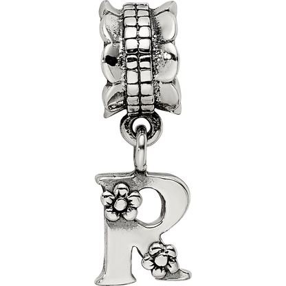 Sterling Silver Reflections Letter R Dangle Bead