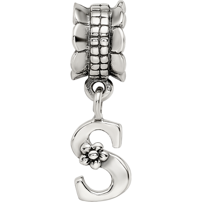 Sterling Silver Reflections Letter S Dangle Bead