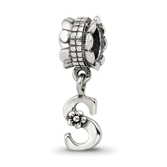 Sterling Silver Reflections Letter S Dangle Bead
