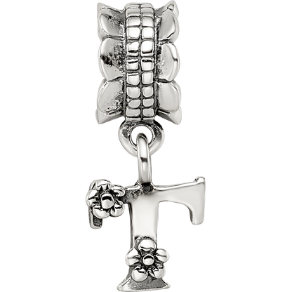 Sterling Silver Reflections Letter T Dangle Bead