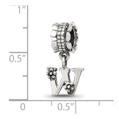 Sterling Silver Reflections Letter W Dangle Bead