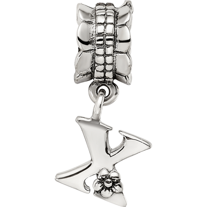 Sterling Silver Reflections Letter X Dangle Bead