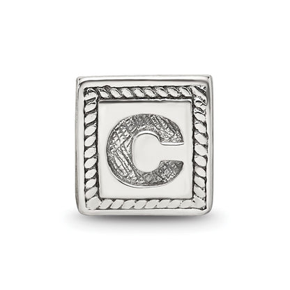 Sterling Silver Reflections Letter C Triangle Block Bead