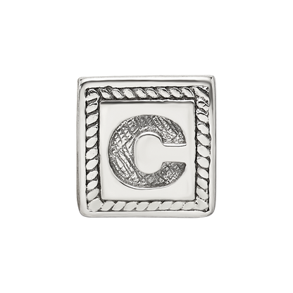 Sterling Silver Reflections Letter C Triangle Block Bead