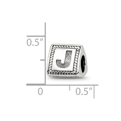 Sterling Silver Reflections Letter J Triangle Block Bead