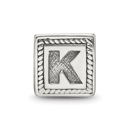 Sterling Silver Reflections Letter K Triangle Block Bead