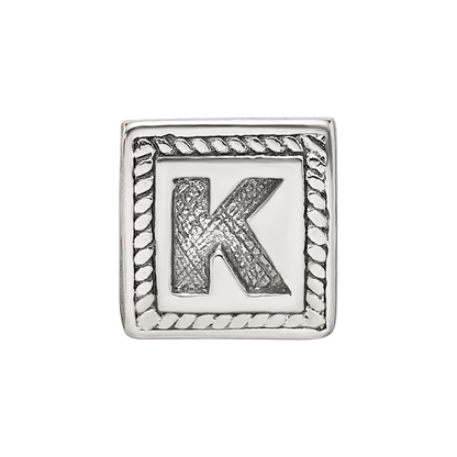 Sterling Silver Reflections Letter K Triangle Block Bead