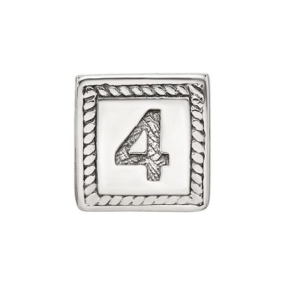 Sterling Silver Reflections Number 4 Triangle Block Bead
