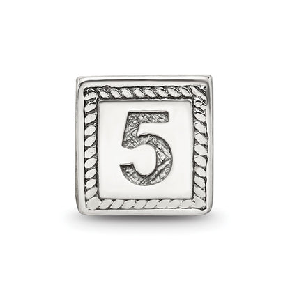 Sterling Silver Reflections Number 5 Triangle Block Bead