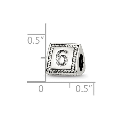 Sterling Silver Reflections Number 6 Triangle Block Bead