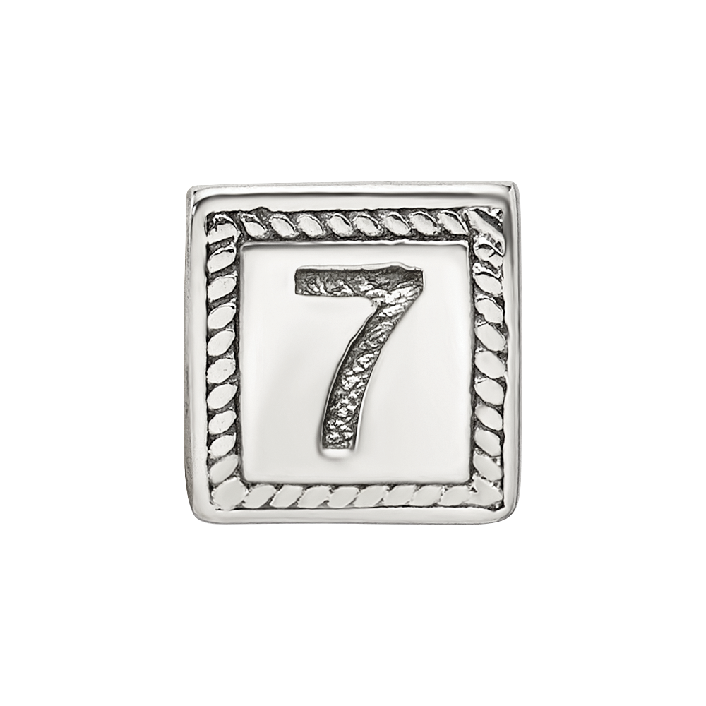 Sterling Silver Reflections Number 7 Triangle Block Bead
