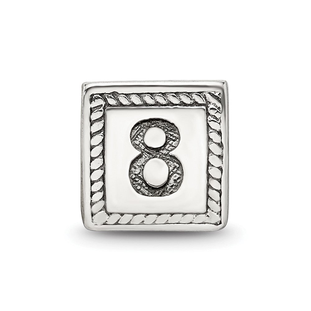 Sterling Silver Reflections Number 8 Triangle Block Bead