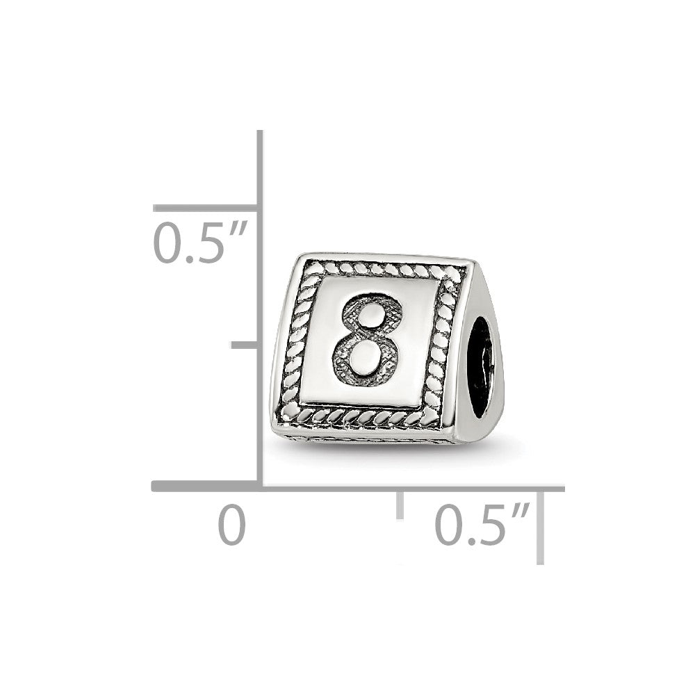 Sterling Silver Reflections Number 8 Triangle Block Bead