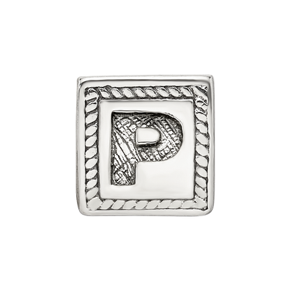 Sterling Silver Reflections Letter P Triangle Block Bead
