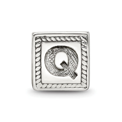 Sterling Silver Reflections Letter Q Triangle Block Bead