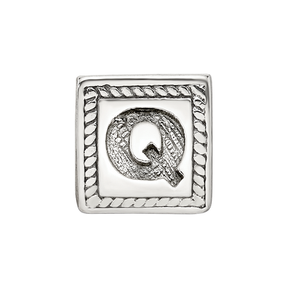 Sterling Silver Reflections Letter Q Triangle Block Bead