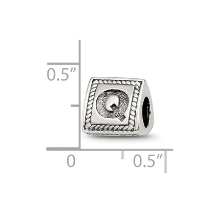 Sterling Silver Reflections Letter Q Triangle Block Bead