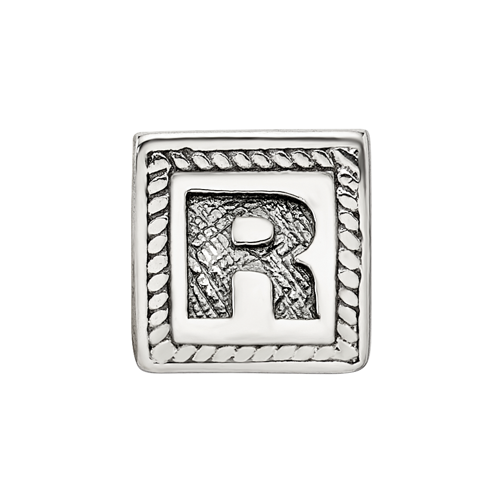 Sterling Silver Reflections Letter R Triangle Block Bead