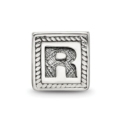 Sterling Silver Reflections Letter R Triangle Block Bead