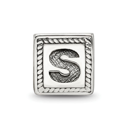 Sterling Silver Reflections Letter S Triangle Block Bead