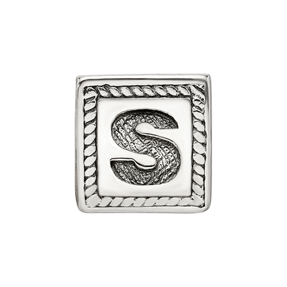 Sterling Silver Reflections Letter S Triangle Block Bead