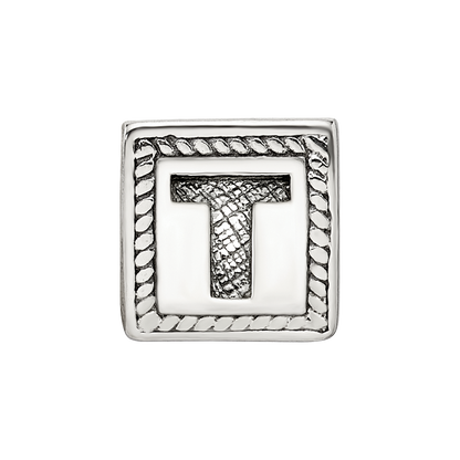 Sterling Silver Reflections Letter T Triangle Block Bead