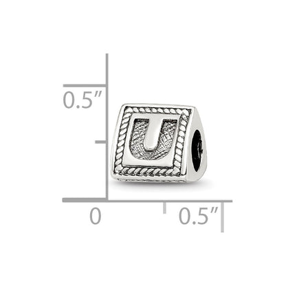Sterling Silver Reflections Letter U Triangle Block Bead