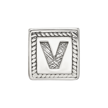 Sterling Silver Reflections Letter V Triangle Block Bead