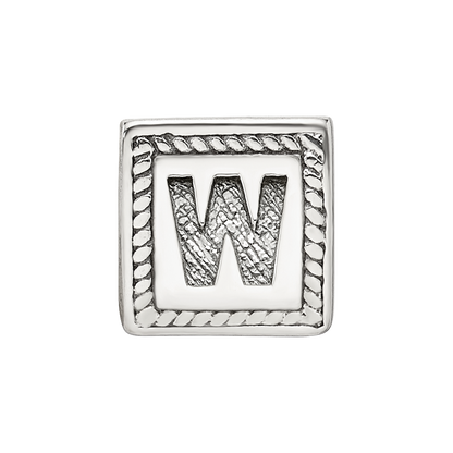 Sterling Silver Reflections Letter W Triangle Block Bead
