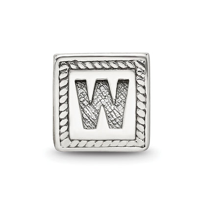 Sterling Silver Reflections Letter W Triangle Block Bead