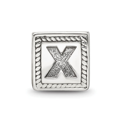 Sterling Silver Reflections Letter X Triangle Block Bead