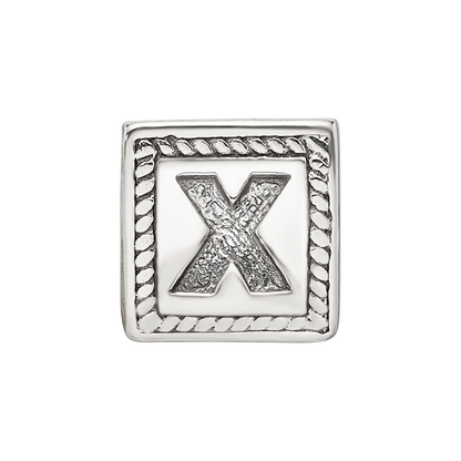 Sterling Silver Reflections Letter X Triangle Block Bead