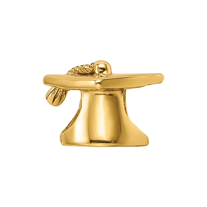 Sterling Silver Gold-plated Reflections Graduation Cap Bead