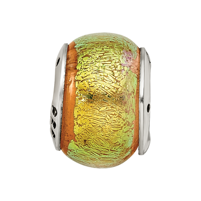 Sterling Silver Reflections Yellow Dichroic Glass Bead