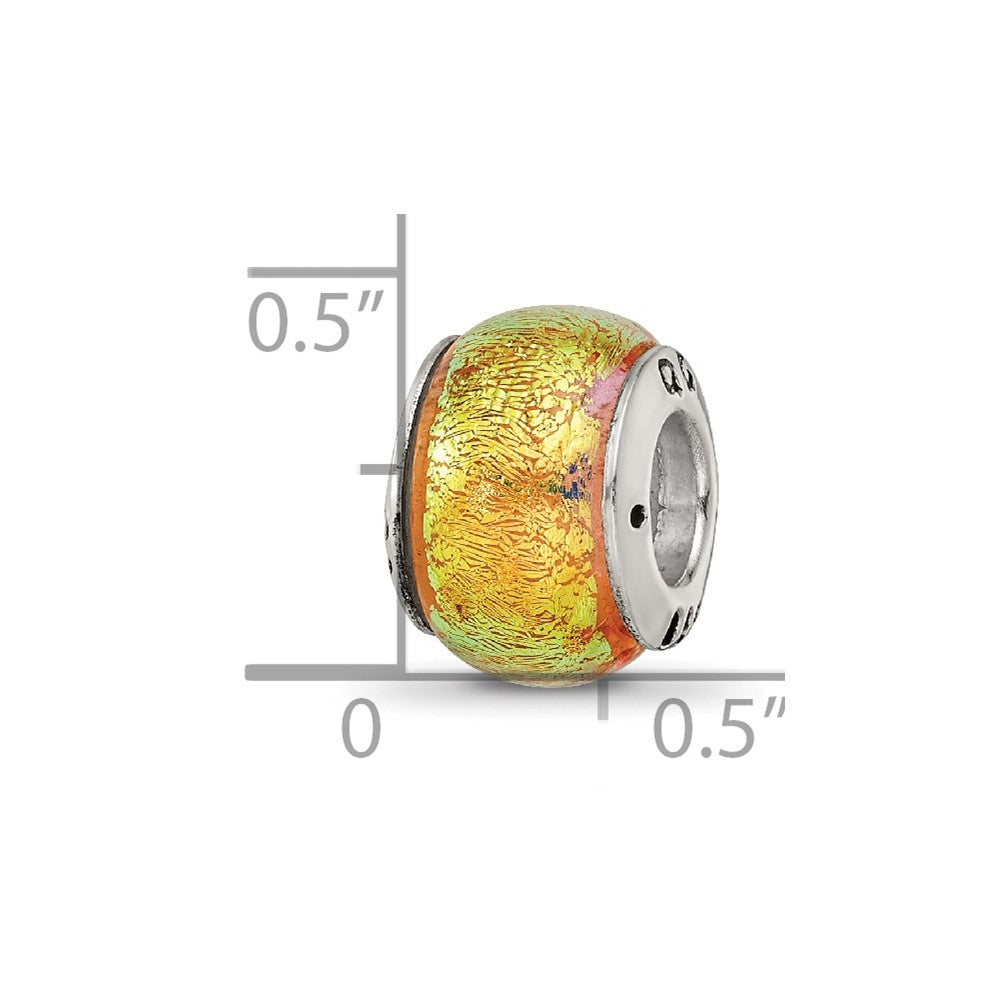Sterling Silver Reflections Yellow Dichroic Glass Bead