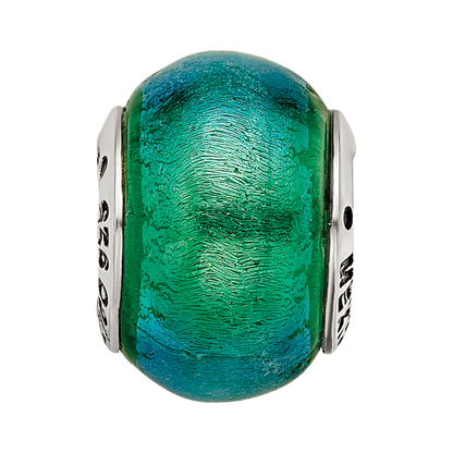 Sterling Silver Reflections Green Dichroic Glass Bead