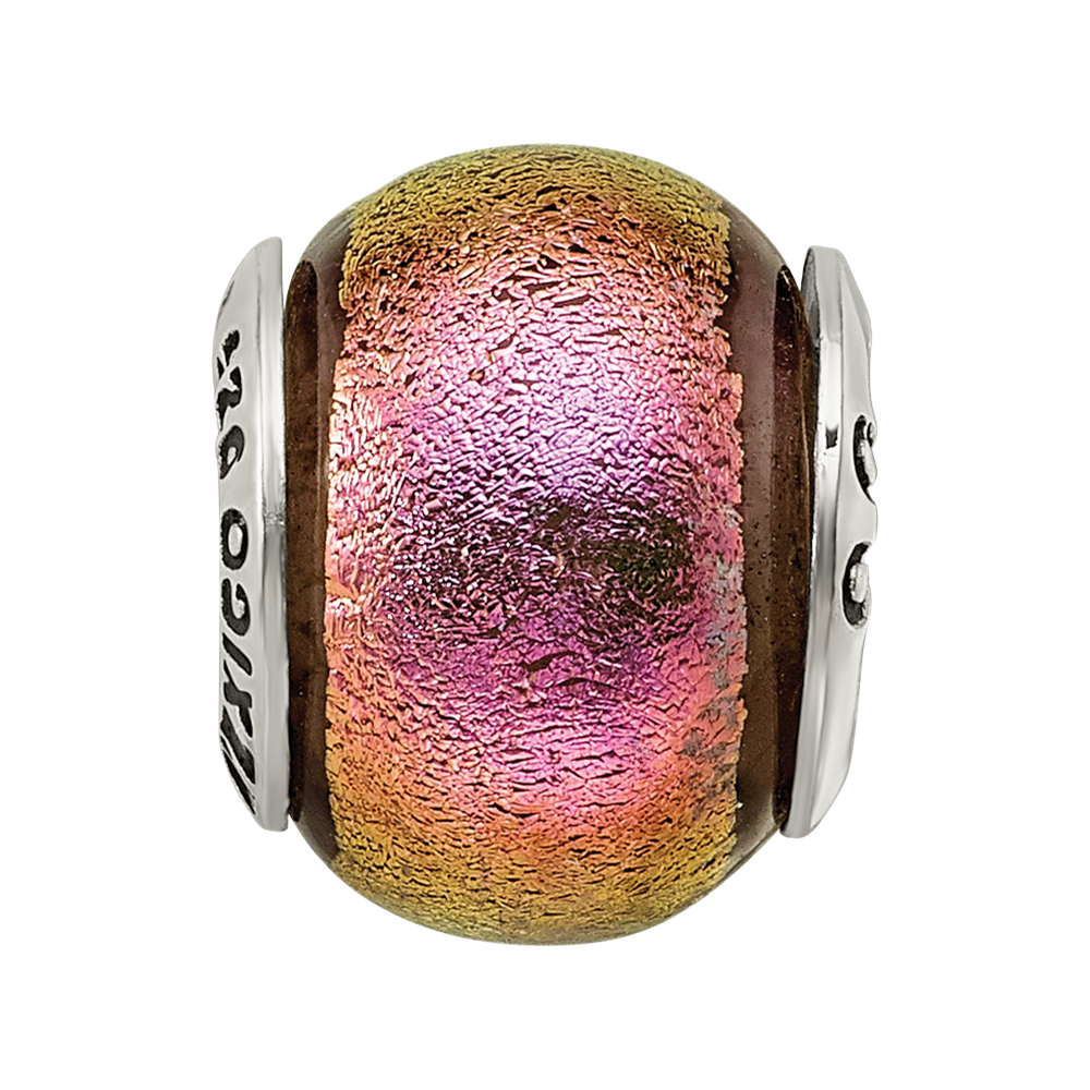 Sterling Silver Reflections Pink Dichroic Glass Bead